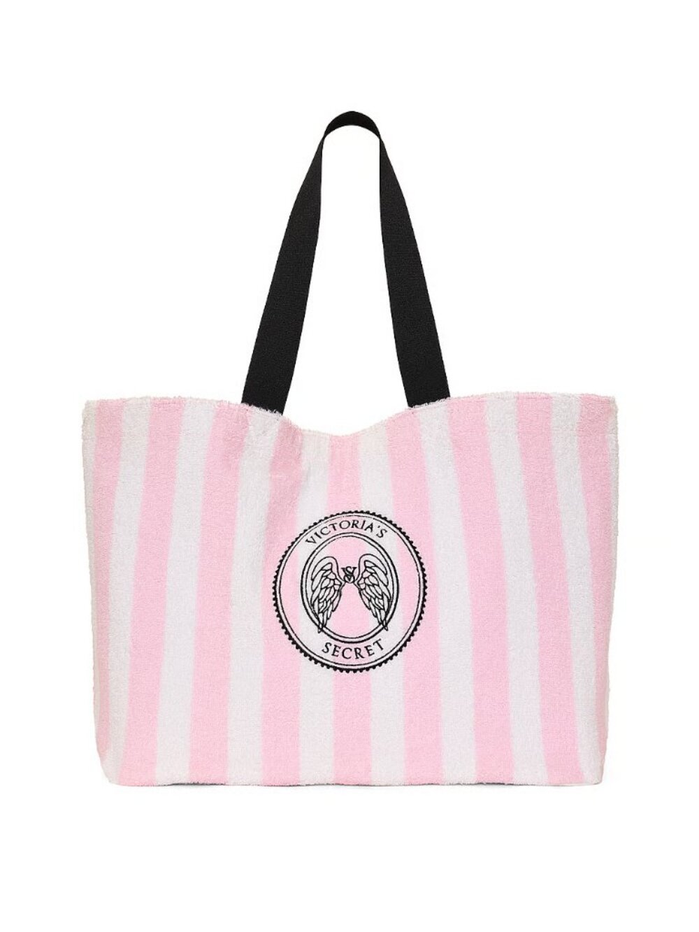 Victoria's Secret Angel Essentials Terry Tote Bag Pink Iconic Stripes NWT